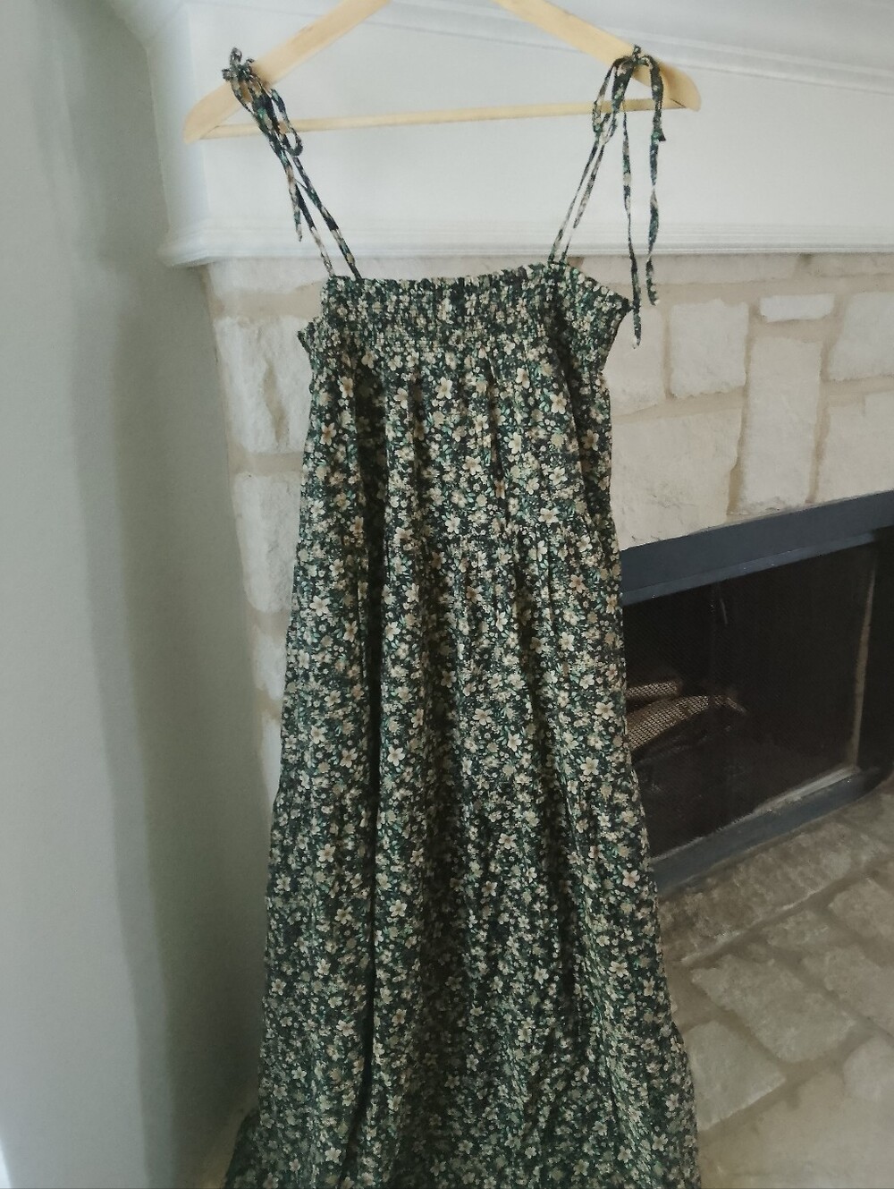By the River Green Floral Maxi Dress Sm